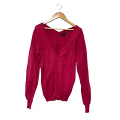 美品 Drawer ドゥロワー Vネック ニットカーディガン サイズ2 ピンク レディース 古着 中古 USED