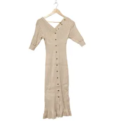 美品 SNIDEL スナイデル フロントボタンニットワンピース Free ベージュ レディース 古着 中古 USED