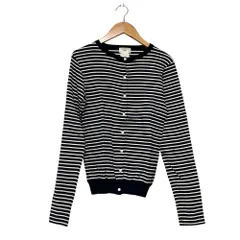 美品 IENA イエナ ボーダー ニットカーディガン ネイビー レディース 古着 中古 USED