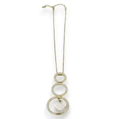 SWAROVSKI スワロフスキー リングフープネックレス ペンダント アクセサリー ゴールド×クリア レディース 古着 中古 USED