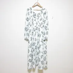 美品 24AW NATURAL BEAUTY BASIC ナチュラルビューティーベーシック スリットショルダープリントワンピース M ホワイト系 レディース 古着 中古 USED