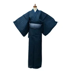 浴衣 単品 女性用 仕立て上がり しじら織 綿85％ 麻15％ 縞模様 黒地 bonheur saisons 花火大会 夏祭り NO43067