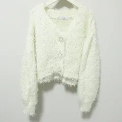 美品 COEL コエル シャギー ニット アンサンブル カーディガン×キャミソール F ホワイト レディース 古着 中古 USED