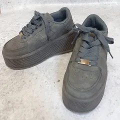 LOVE HUNTER ラブハンター プラットフォーム スニーカー 厚底 ユニセックス レースアップ シューズ グレー 36サイズ 〇□