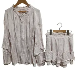 美品 25SS gelato pique ジェラートピケ SPRING フリルブラウス ショートパンツ セットアップ ルームウェア F ピンク レディース 古着 中古 USED