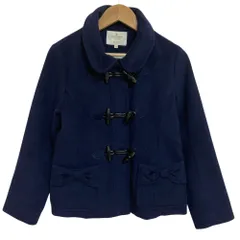 美品 kate spade ケイトスペード リボンポケット ショート ダッフルコート 子供服 キッズサイズ 140 ネイビー キッズ 古着 中古 USED