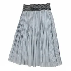36b9 《美品》 CHANEL シャネル 2008 クルーズライン タックプリーツスカート フレアスカート P32213 34 ブルー コットン レディースta1のサムネイル