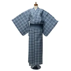 浴衣 単品 女性用 仕立て上がり しじら織 綿85％ 麻15％ 格子模様 グレー bonheur saisons 花火大会 夏祭り NO43068