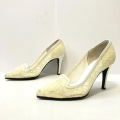 日本製◎【DIANA】ダイアナ レース チュール ポインテッドトゥ ヒール パンプス シンデレラシリーズ 美脚 花柄 刺繍 上品 可愛い オフィス デート 入学式 卒業式 ママコーデ アイボリー レディース 21.5cm/M42313UU