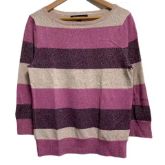 美品 Brooks Brothers ブルックスブラザーズ ラメボーダーニットカットソー サイズXS マルチカラー レディース 古着 中古 USED