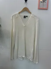 未使用 ARMANI EXCHANGE アルマーニ エクスチェンジ Vネック 麻 ニット アイボリー 100