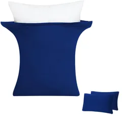 【特価商品】【超ソフト・弾力UP】のびのび枕カバー２枚組 43ｘ63cm～50x70cm枕適用 まくらカバー ピローケース 封筒式 3Dストレッチ Ｔシャツ素材 綿タッチ さらさら肌触り 抗菌防臭 吸汗速乾 伸縮オールシーズン 丸洗い ネイビー