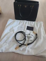 PRADA プラダ サフィアーノ ブラック トートバッグ + ストラップ ほぼ新品 正規品