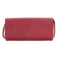 プラダ PRADA サフィアーノ レザー チェーン ウォレット ピンク ゴールド金具 ショルダーバッグ 7-9-406