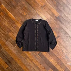 90s ELGAN Embroidered Knit Cardigan / Retro Folk Grandma Core Showa Retro China Acrylic Wool Size L