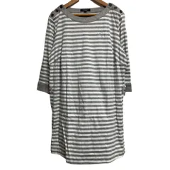 良品 BURBERRY LONDON バーバリーロンドン ボーダー チュニックカットソー サイズ5 グレー×ホワイト レディース 古着 中古 USED