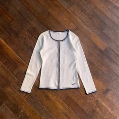 00s Clistea Piping Crew Neck Cardigan / Office Casual Conservative Feminine Otona Kawaii China Cotton Blend Size 38