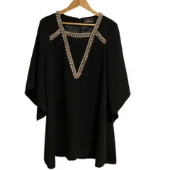 美品 GRACE CONTINENTAL グレースコンチネンタル フレアスリーブ ビジュー ドレス ワンピース 36 ブラック レディース 古着 中古 USED