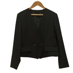 良品 23SS Mila Owen ミラオーウェン スペンサー丈ノーカラー W釦 ジャケット 0 ブラック レディース 古着 中古 USED