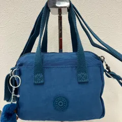 9441　KIPLING　キプリング　2way　ショルダーバッグ　ハンドバッグ　チャーム付き　モンキー　ゴリラ　ブルー　青　無地　小さめ　ミニ　軽量　レディース　シンプル　カジュアル