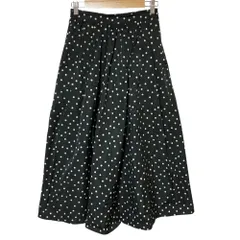 美品 SLOBE IENA スローブイエナ ランダムプリーツ ドットスカート 36 ブラック レディース 古着 中古 USED