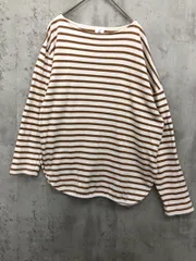 6 ROKU ビューティー＆ユース ユナイテッドアローズ ボーダー アシンメトリー プルオーバー カットソー size36/白/茶 ◇■ レディース