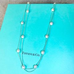 ティファニー バイザヤードペアシェイプダイヤネックレス 0.25ct K18