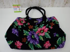 フェイラー バッグハンド バッグ シュニール織 黒 ブラック 花柄 中古品
