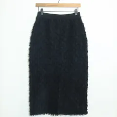 アンタイトル★シャギー感♪ニットのロングタイトスカート サイズ2 黒系 厚手 z17730