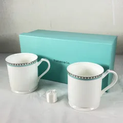 Tiffany&Co ティファニープラチナブルーバンド マグカップ2個　箱付き