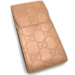 GUCCI グッチ　GGキャンバス　携帯ケース　シュガーレットケース　タバコケース　ピンク系　レザー　グッチシマ　ポーチ　小物入れ
