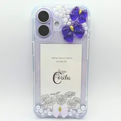 iPhone17ケース　リボン　パープル　紫　りぼん　推し活　推し　ゆめかわ　デコ　デコ電　ハンドメイド　スマホケース　iPhone17　コリルハンドメイド