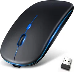 【極薄型モデル＆Type-C充電式】マウス 無線 Bluetooth 5.2 ワイヤレスマウス 静音 瞬時接続 小型 高感度 ブルートゥース 2.4GHz 3段階DPI切替 省エネ 7色ライト 光学式 高耐久性 Mac/Windows/Surface ...