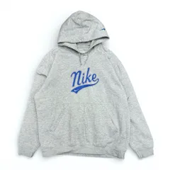 NIKE ナイキ パーカー グレー ロゴ刺繍 スウェット フーディー メンズ レディース ストリート 古着 (XLサイズ)