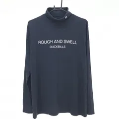 【美品】ラフアンドスウェル 長袖ハイネックシャツ ネイビー×白 フロントロゴ  メンズ L ゴルフウェア rough＆swell