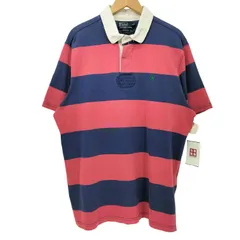 ポロバイラルフローレン Polo by RALPH LAUREN 90s ポニー刺繍 ボーダー S/S ラガーシャツ メンズ import：XL 