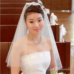 ウェディングベール ショート丈【シンプル】&ウェディンググローブ【オーガンジーショートグローブ】セット