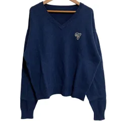 美品 24AW Spick&Span スピックアンドスパン V刺繍 Vネックニット セーター ネイビー レディース 古着 中古 USED