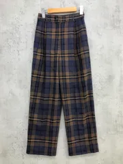 美品 NATURAL BEAUTY BASIC ナチュラルビューティーベーシック チェック柄 タック ワイド パンツ sizeS/茶×紺 ◇■ レディース