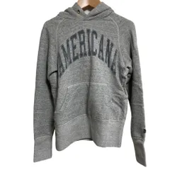 美品 AMERICANA アメリカーナ ロゴプリント プルオーバー スウェットパーカー フーディー サイズS グレー レディース 古着 中古 USED