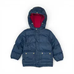 【古着】 PETIT BATEAU プチバトー 綿入りジャケット ネイビー 3ans 95cm フード付き