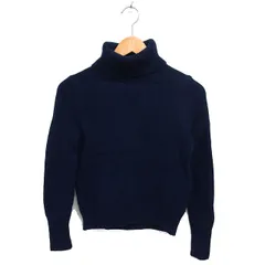 イネド INED ウール タートルネック ニット セーター クロップド リブ カシミヤ混 長袖 9 紺 ネイビー /NT5