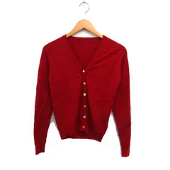 ジョンスメドレー JOHN SMEDLEY ウール Vネック カーディガン 無地 レッド 赤 /FT49