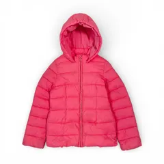 【古着】 PETIT BATEAU プチバトー 中綿入りジャケット ピンク 10ans 140cm 裏ボア フード付き