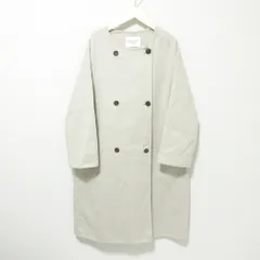美品 URBAN RESEARCH Sonny Label アーバンリサーチ サニーレーベル ロング ノーカラー ダブルコート F ライトベージュ レディース 古着 中古 USED