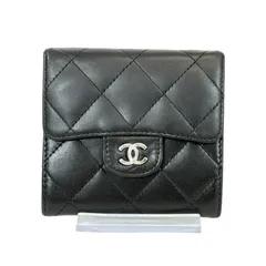 【人気・美品】CHANEL シャネル ココマーク ラムスキン マトラッセ タイムレス クラシック Wホック ダブル コンパクト ウォレット 三つ折り財布 10番台 シルバー金具 ブラック 2005～2006年製 本革 レディース メンズ ユニセックス