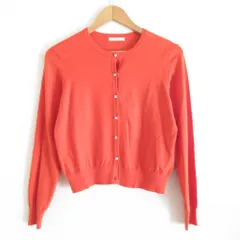 美品 Aveniretoile アベニールエトワール クルーネック ビジューボタンベーシックカーディガン S738-013 36 オレンジ レディース 古着 中古 USED