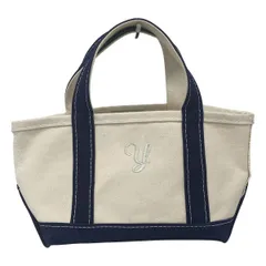L.L.Bean(エルエルビーン) トートバッグ - アイボリー×ネイビー イニシャル刺繍