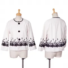 トリココムデギャルソンtricot COMME des GARCONSレース刺繍ノーカラー中綿ジャケット 白M