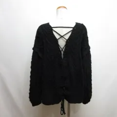 リップスター LIPSTAR バックレースアップ ニット セーター 2 黒 ブラック